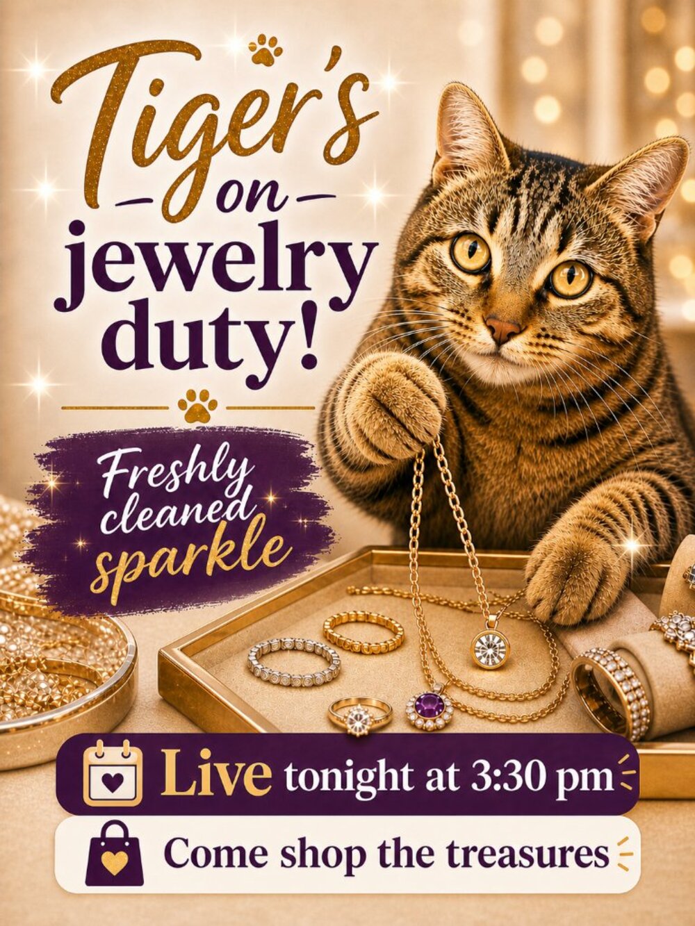 Tiger’s Jewelry Duty — Live Show Tonight 3:30 PM